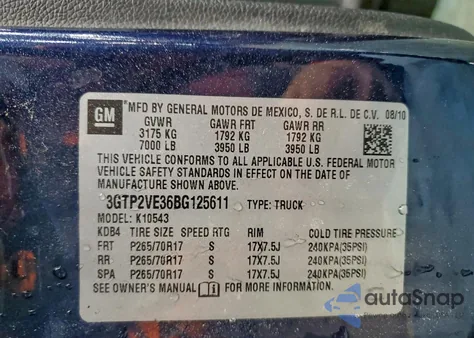 2011 GMC Sierra K1500 Sle из США, поврежденный, VIN 3GTP2VE36BG125611